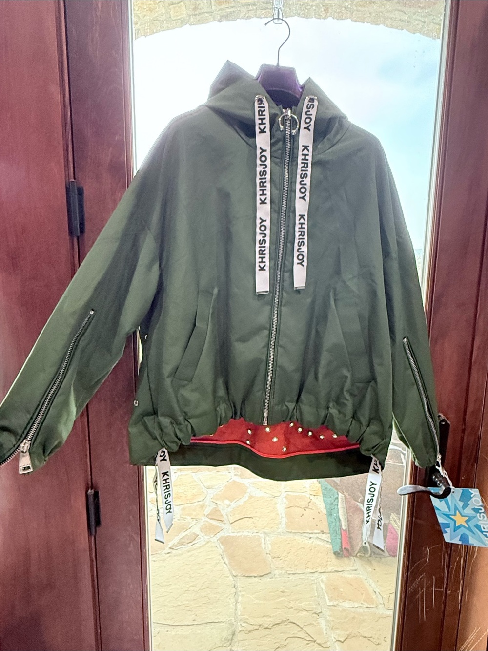 Olive Hooded Bomber Jacket